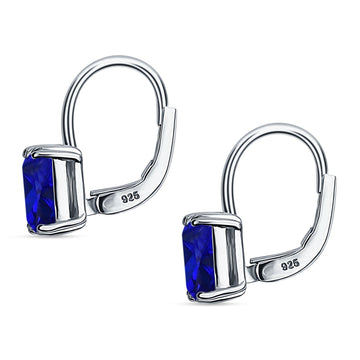 Cushion Leverback Earrings Simulated Blue Sapphire 925 Sterling Silver Wholesale